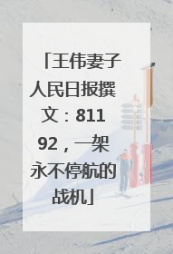 王伟妻子人民日报撰文：81192，一架永不停航的战机