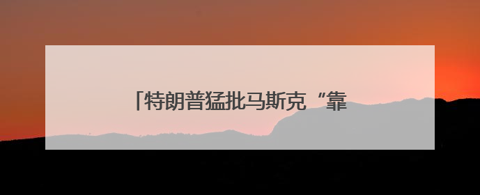 特朗普猛批马斯克“靠补贴发财”，称其若无政府资助“早回南非”