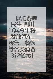 促消费惠民生 四川宜宾今年将发放汽车、零售、餐饮等各类消费券2亿元