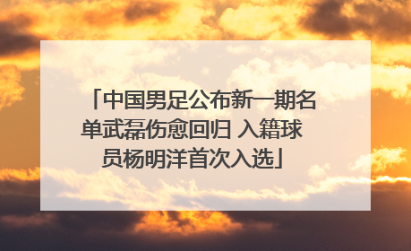 中国男足公布新一期名单武磊伤愈回归 入籍球员杨明洋首次入选