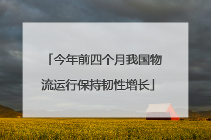 今年前四个月我国物流运行保持韧性增长
