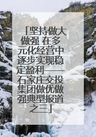 坚持做大做强 在多元化经营中逐步实现稳定盈利——石家庄交投集团做优做强典型报道之三