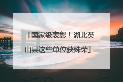 国家级表彰！湖北英山县这些单位获殊荣