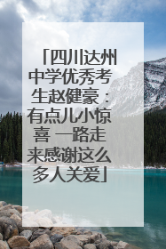 四川达州中学优秀考生赵健豪：有点儿小惊喜 一路走来感谢这么多人关爱