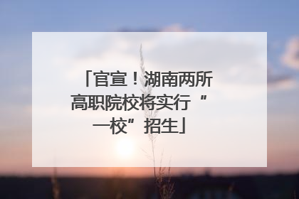 官宣！湖南两所高职院校将实行“一校”招生