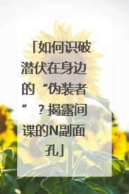 如何识破潜伏在身边的“伪装者”？揭露间谍的N副面孔