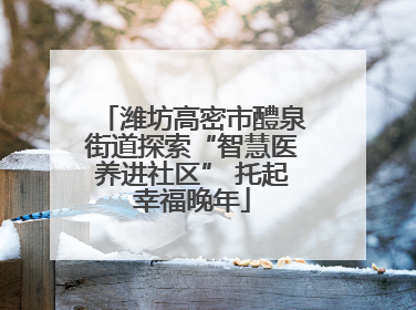 潍坊高密市醴泉街道探索“智慧医养进社区” 托起幸福晚年
