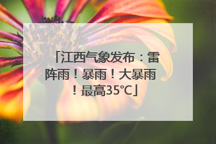 江西气象发布：雷阵雨！暴雨！大暴雨！最高35℃