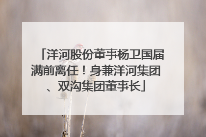 洋河股份董事杨卫国届满前离任！身兼洋河集团、双沟集团董事长