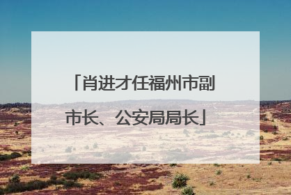 肖进才任福州市副市长、公安局局长