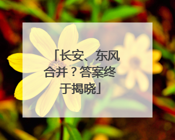 长安、东风合并？答案终于揭晓