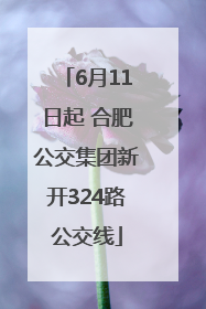 6月11日起 合肥公交集团新开324路公交线