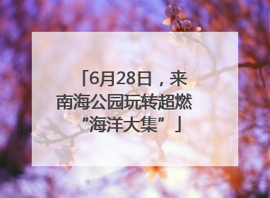 6月28日，来南海公园玩转超燃 “海洋大集”
